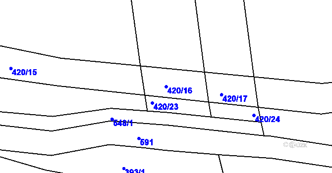 Parcela st. 420/16 v KÚ Šelešovice, Katastrální mapa