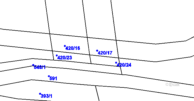 Parcela st. 420/17 v KÚ Šelešovice, Katastrální mapa