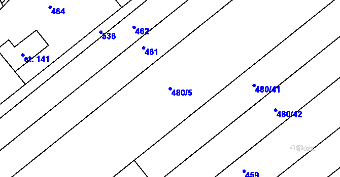 Parcela st. 480/5 v KÚ Šelešovice, Katastrální mapa