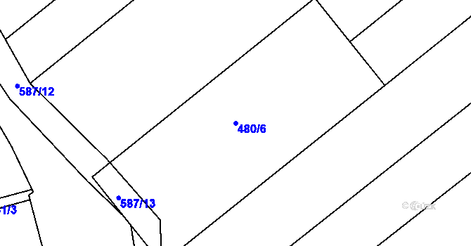Parcela st. 480/6 v KÚ Šelešovice, Katastrální mapa