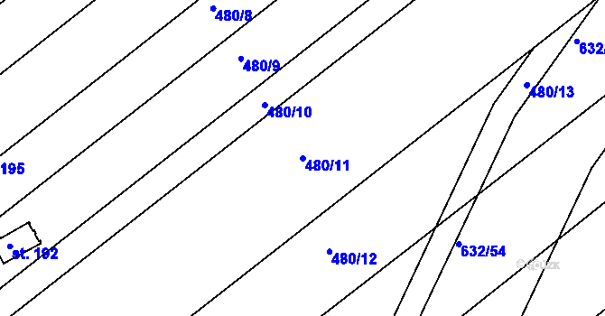 Parcela st. 480/11 v KÚ Šelešovice, Katastrální mapa