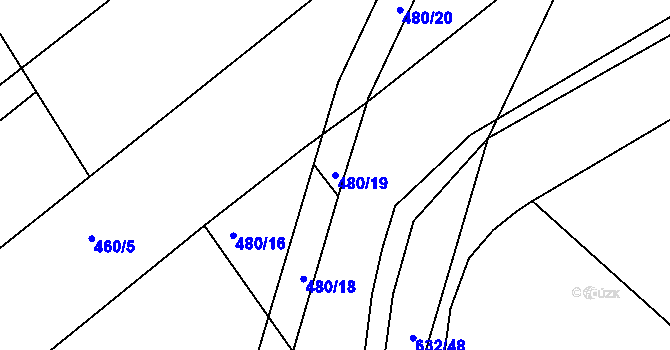 Parcela st. 480/19 v KÚ Šelešovice, Katastrální mapa