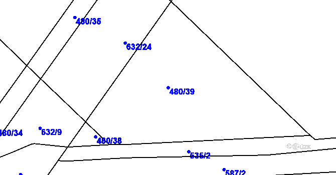 Parcela st. 480/39 v KÚ Šelešovice, Katastrální mapa