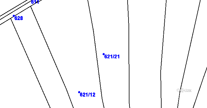 Parcela st. 621/21 v KÚ Šelešovice, Katastrální mapa