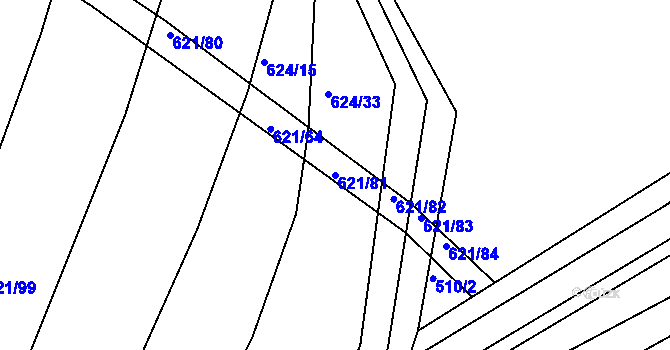 Parcela st. 621/81 v KÚ Šelešovice, Katastrální mapa