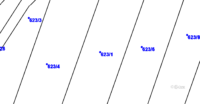 Parcela st. 623/1 v KÚ Šelešovice, Katastrální mapa