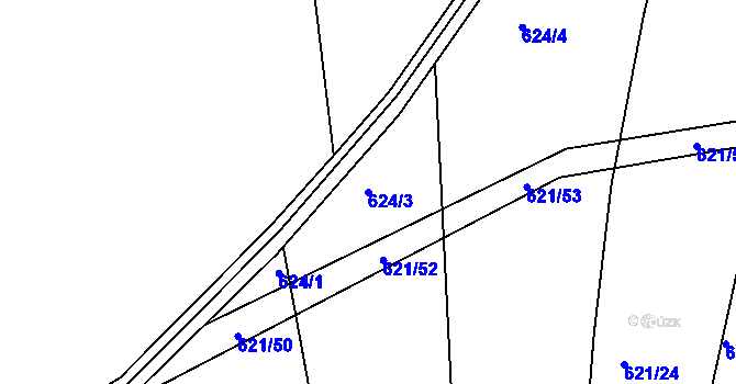 Parcela st. 624/3 v KÚ Šelešovice, Katastrální mapa