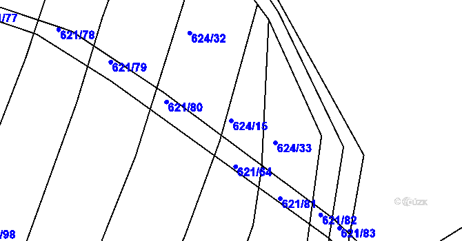Parcela st. 624/15 v KÚ Šelešovice, Katastrální mapa