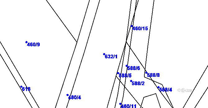 Parcela st. 632/1 v KÚ Šelešovice, Katastrální mapa