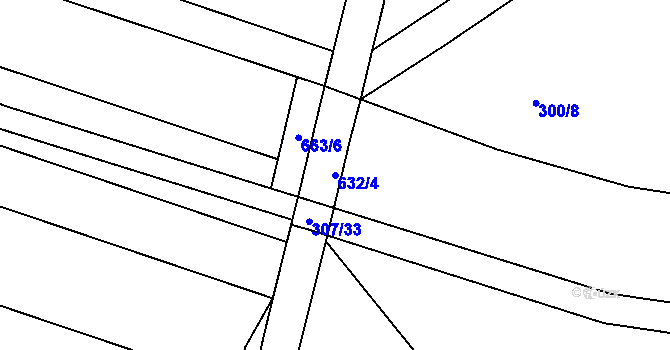 Parcela st. 632/4 v KÚ Šelešovice, Katastrální mapa