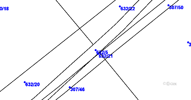 Parcela st. 632/5 v KÚ Šelešovice, Katastrální mapa