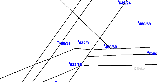 Parcela st. 632/9 v KÚ Šelešovice, Katastrální mapa