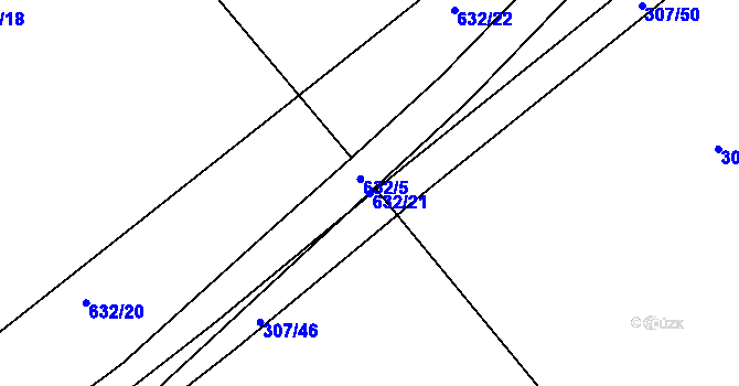 Parcela st. 632/21 v KÚ Šelešovice, Katastrální mapa