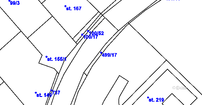 Parcela st. 499/17 v KÚ Šelešovice, Katastrální mapa