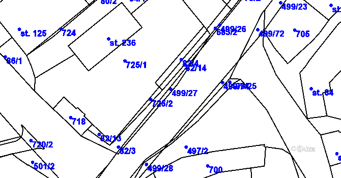 Parcela st. 499/27 v KÚ Šelešovice, Katastrální mapa