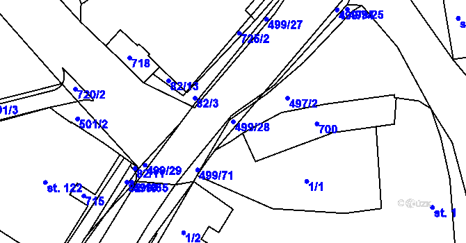 Parcela st. 499/28 v KÚ Šelešovice, Katastrální mapa