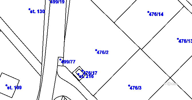 Parcela st. 476/2 v KÚ Šelešovice, Katastrální mapa