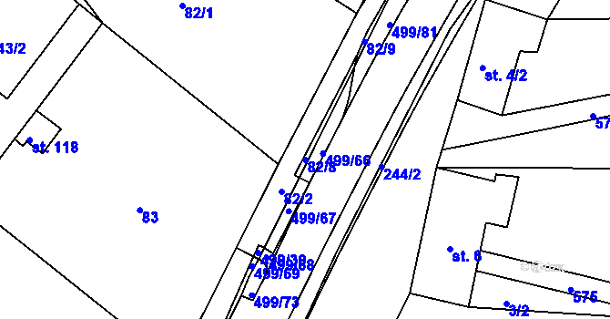 Parcela st. 82/8 v KÚ Šelešovice, Katastrální mapa
