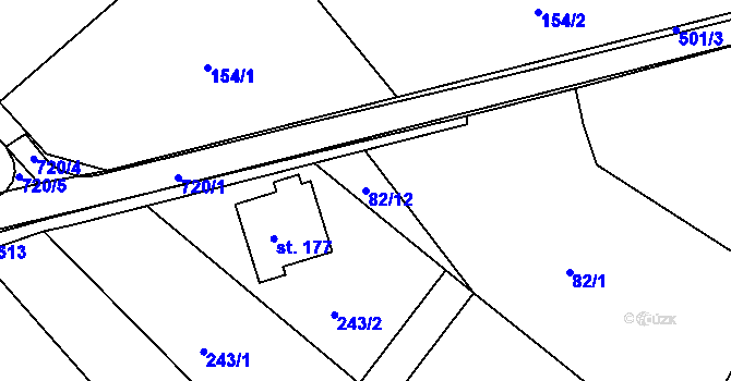 Parcela st. 82/12 v KÚ Šelešovice, Katastrální mapa