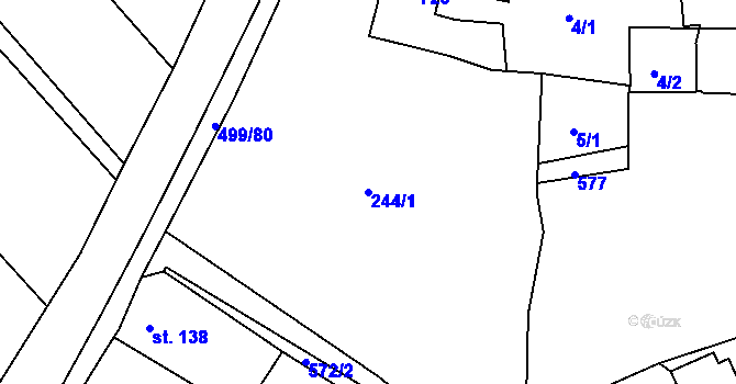 Parcela st. 244/1 v KÚ Šelešovice, Katastrální mapa