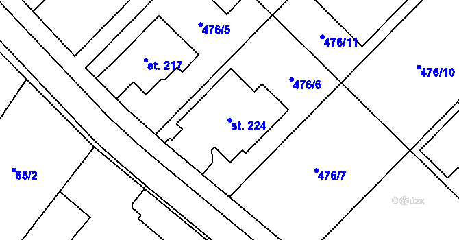Parcela st. 224 v KÚ Šelešovice, Katastrální mapa