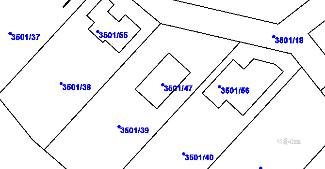 Parcela st. 3501/47 v KÚ Jaroměř, Katastrální mapa