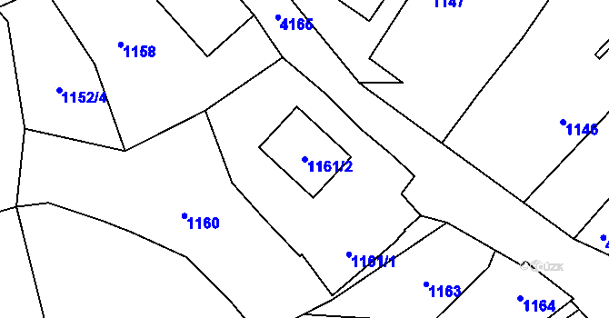 Parcela st. 1161/2 v KÚ Jaroměř, Katastrální mapa