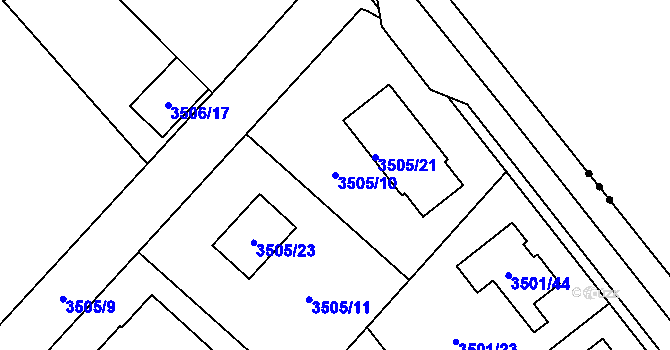 Parcela st. 3505/10 v KÚ Jaroměř, Katastrální mapa