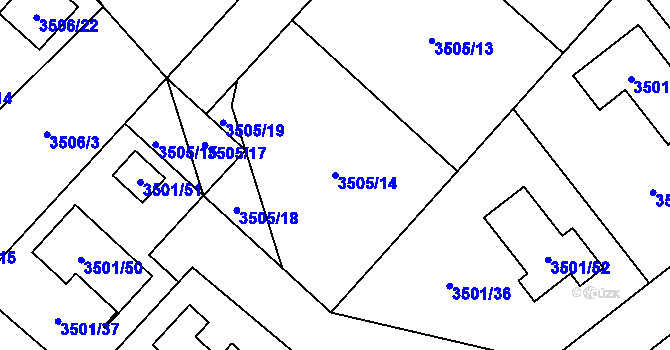Parcela st. 3505/14 v KÚ Jaroměř, Katastrální mapa