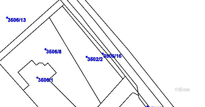Parcela st. 3505/16 v KÚ Jaroměř, Katastrální mapa