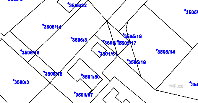 Parcela st. 3501/51 v KÚ Jaroměř, Katastrální mapa