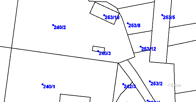 Parcela st. 240/3 v KÚ Jaroměř, Katastrální mapa