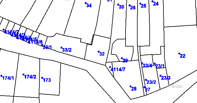Parcela st. 32 v KÚ Jaroměř, Katastrální mapa