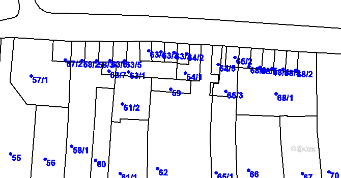 Parcela st. 59 v KÚ Jaroměř, Katastrální mapa