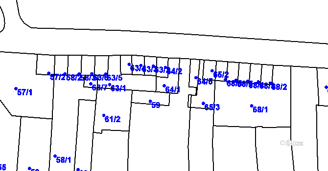 Parcela st. 64/1 v KÚ Jaroměř, Katastrální mapa