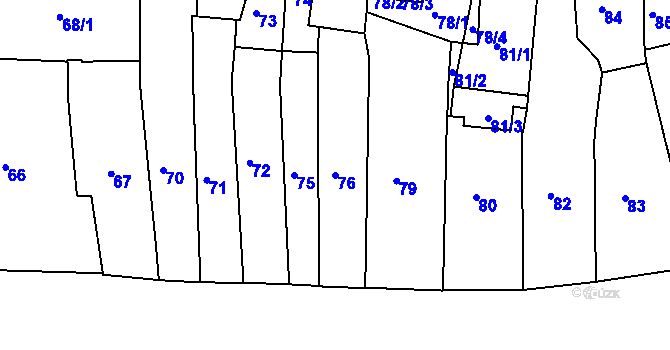 Parcela st. 76 v KÚ Jaroměř, Katastrální mapa