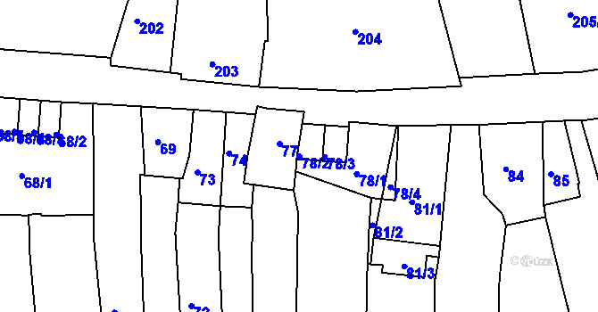 Parcela st. 78/2 v KÚ Jaroměř, Katastrální mapa