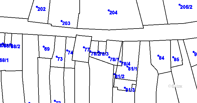 Parcela st. 78/3 v KÚ Jaroměř, Katastrální mapa