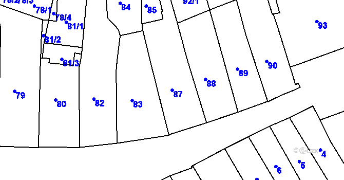Parcela st. 87 v KÚ Jaroměř, Katastrální mapa
