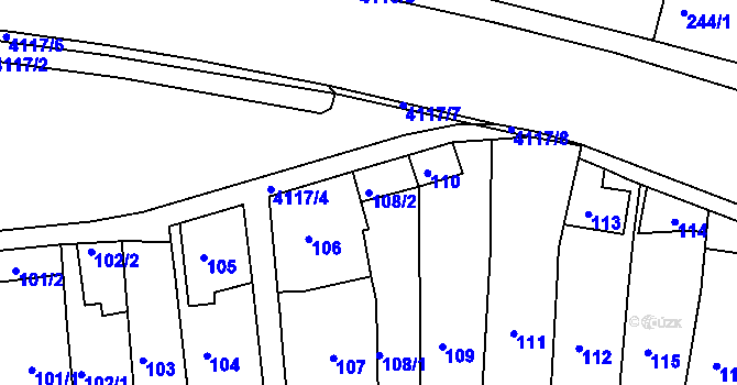 Parcela st. 108/2 v KÚ Jaroměř, Katastrální mapa