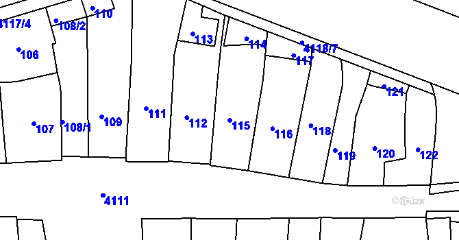 Parcela st. 115 v KÚ Jaroměř, Katastrální mapa