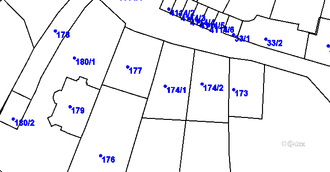 Parcela st. 174/1 v KÚ Jaroměř, Katastrální mapa