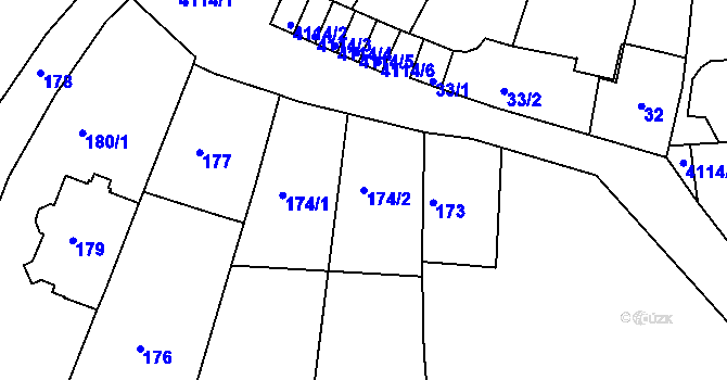 Parcela st. 174/2 v KÚ Jaroměř, Katastrální mapa