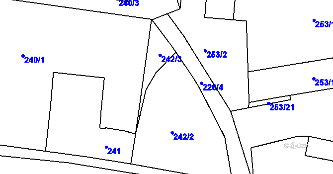 Parcela st. 242/1 v KÚ Jaroměř, Katastrální mapa