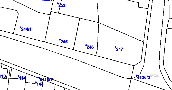Parcela st. 246 v KÚ Jaroměř, Katastrální mapa