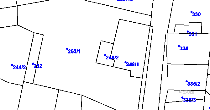 Parcela st. 248/2 v KÚ Jaroměř, Katastrální mapa