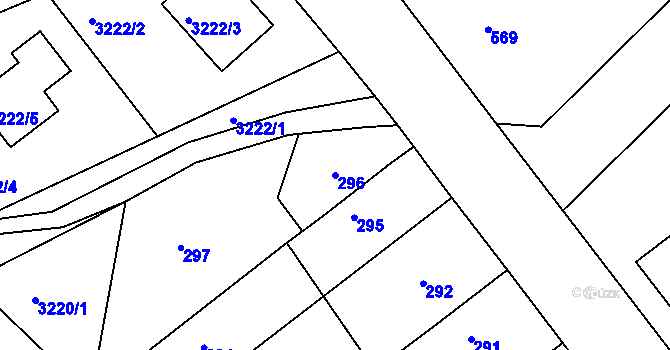 Parcela st. 296 v KÚ Jaroměř, Katastrální mapa