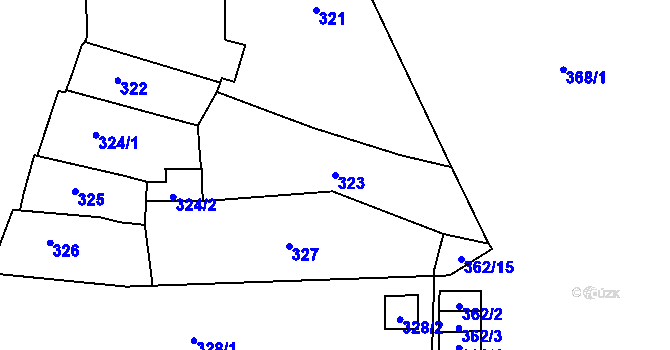 Parcela st. 323 v KÚ Jaroměř, Katastrální mapa