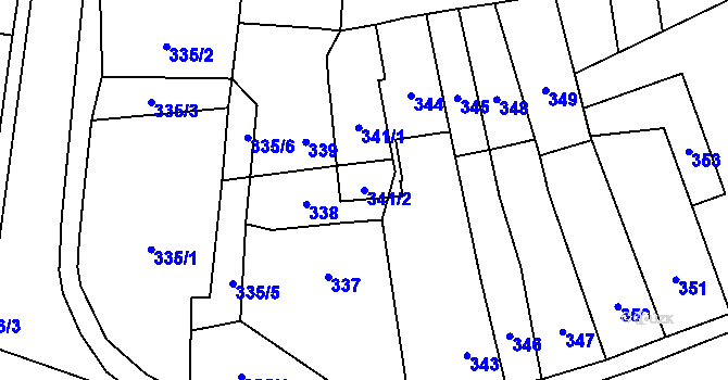 Parcela st. 341/2 v KÚ Jaroměř, Katastrální mapa