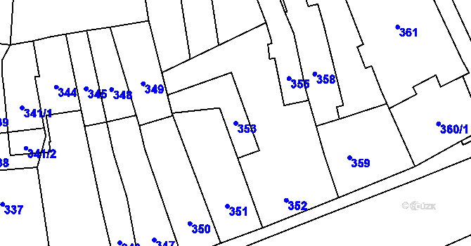 Parcela st. 353 v KÚ Jaroměř, Katastrální mapa